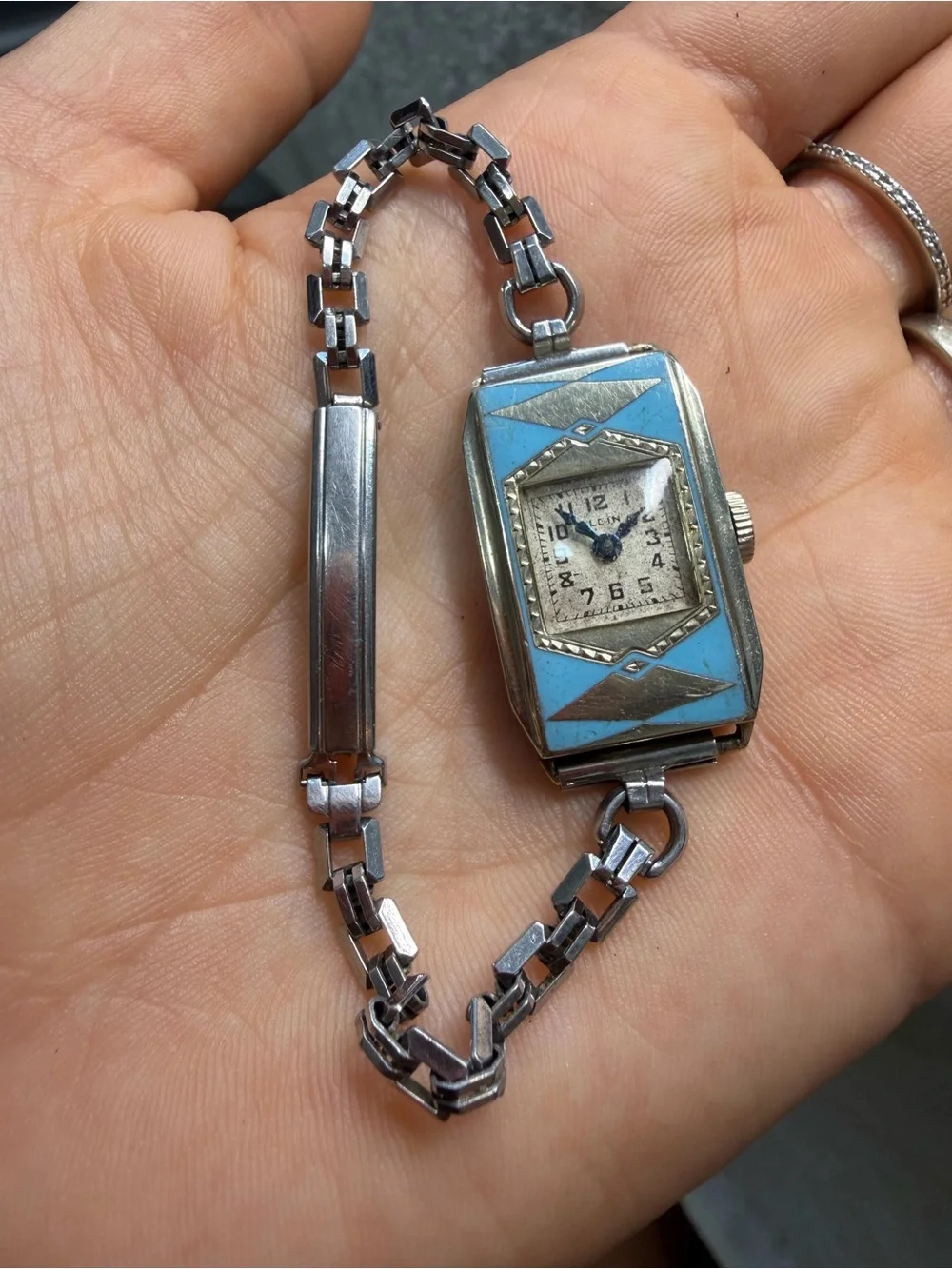 1930 Elgin Madame Louise Boulanger Parisienne 14K GF Enameled Cocktail Watch